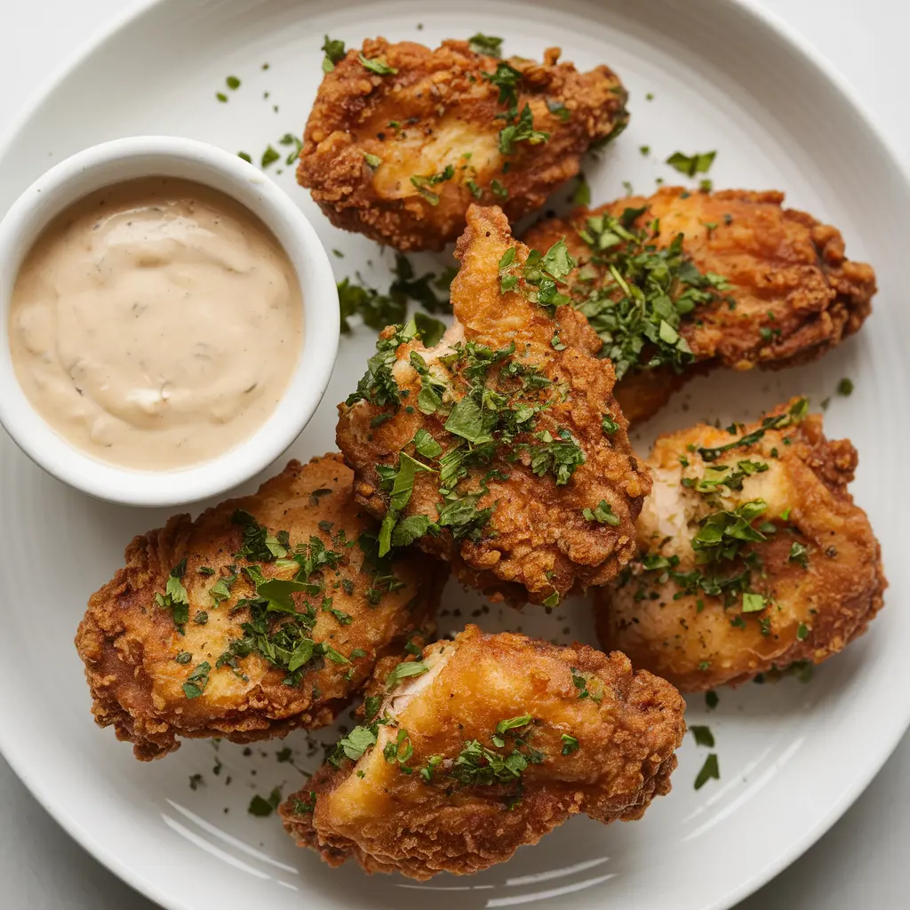 Golden-brown buttermilk chicken tenders served with dipping sauces