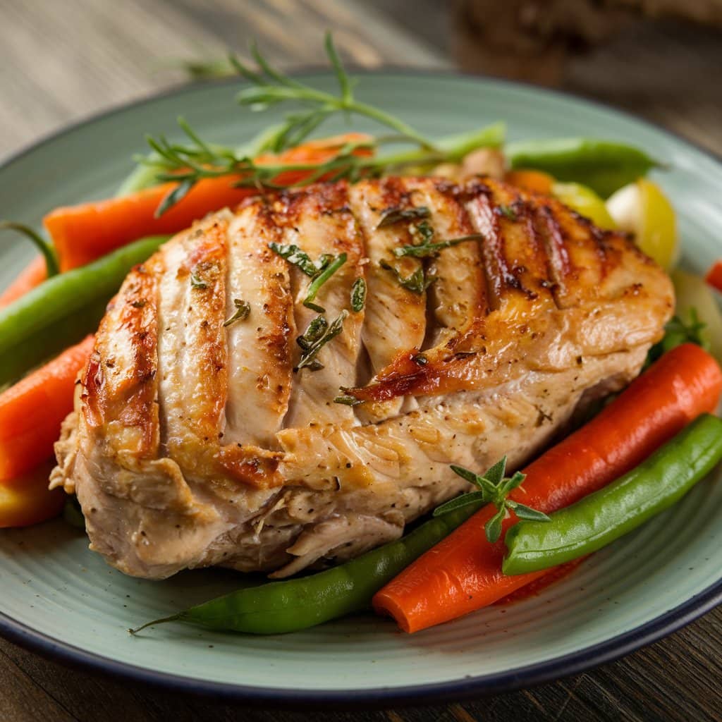 Juicy Chicken in Instant Pot on a plate.