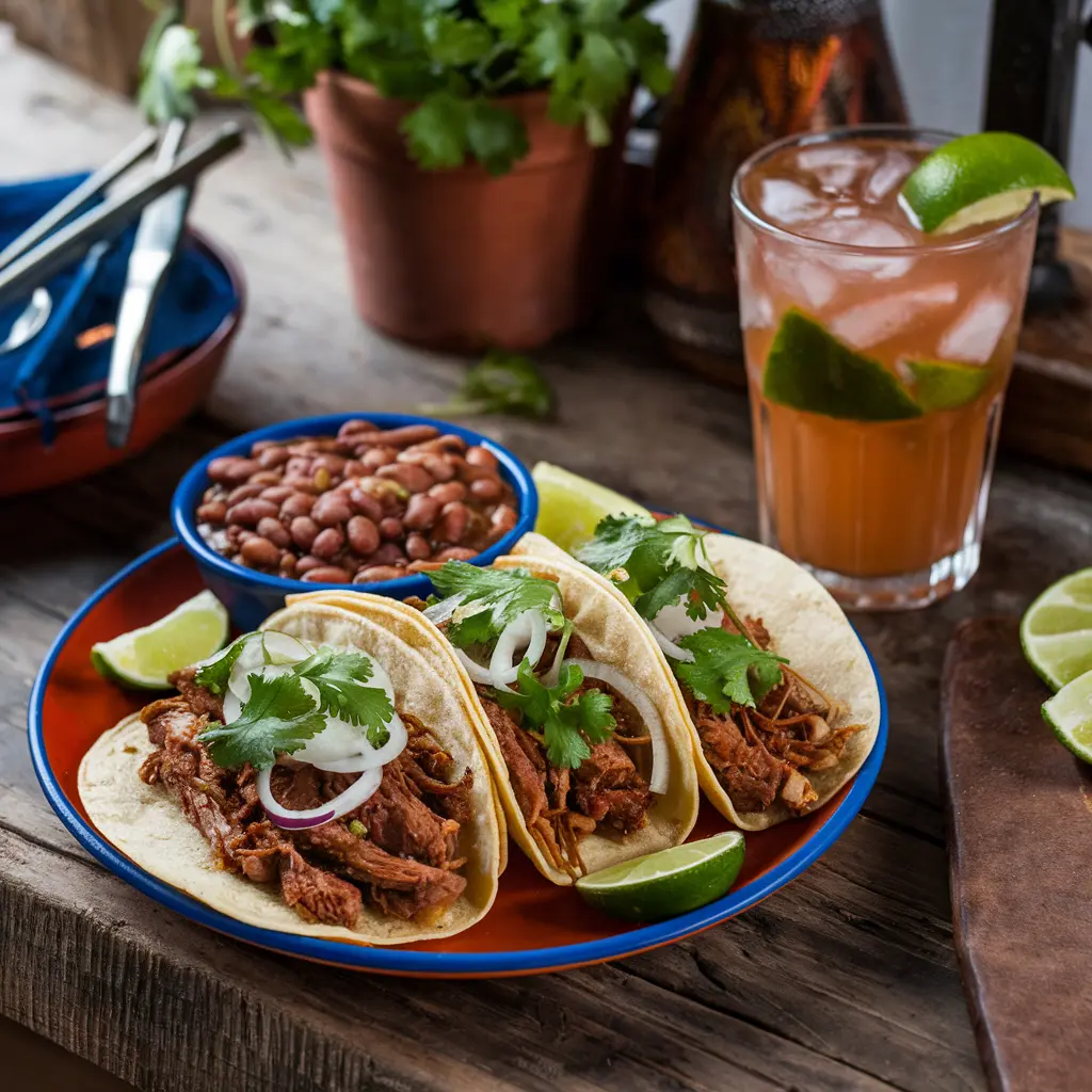 Overview of Tacos Al Pastor on a plate